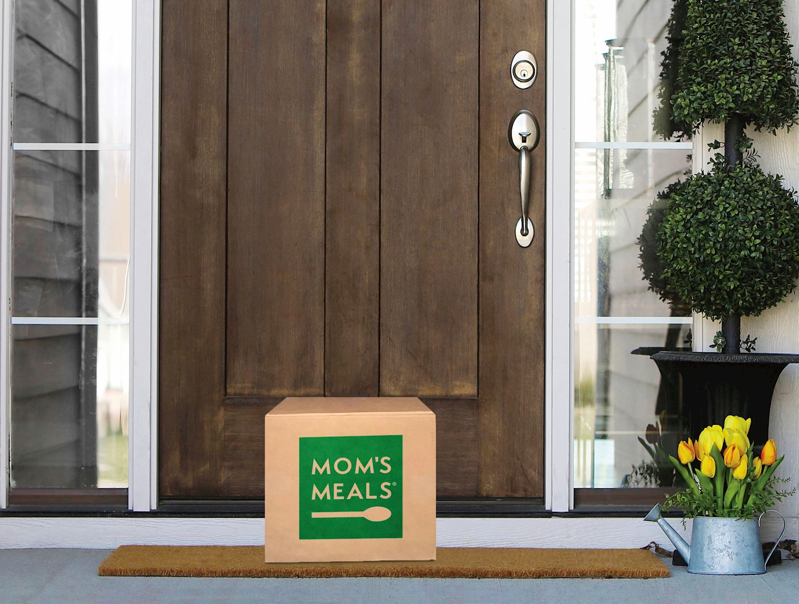 Mom's Meals package at front door